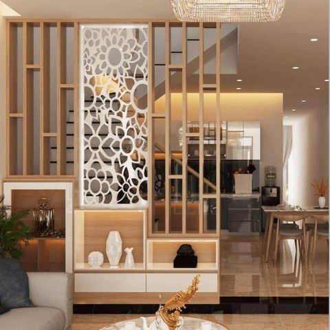  Vách lam gỗ cầu thang phòng khách -LG95 