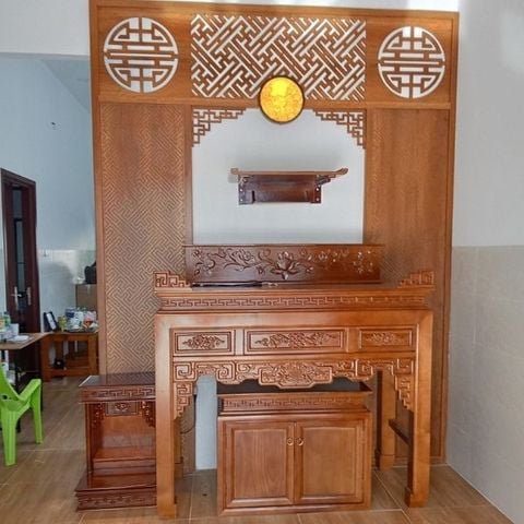  Vách Ngăn Phòng Thờ Gỗ MDF- PT179 