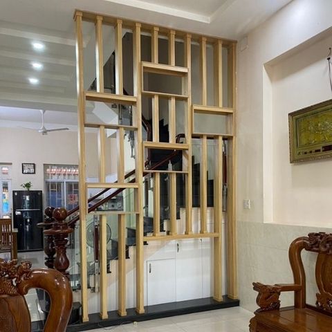  Vách lam gỗ cầu thang phòng khách -LG85 