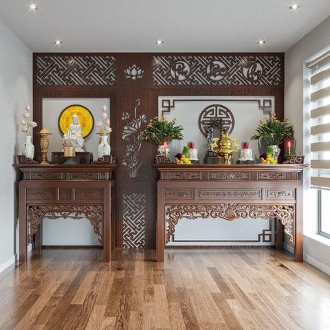  Vách Ngăn Phòng Thờ Gỗ MDF- PT185 