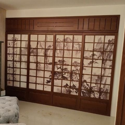  Vách Ngăn Cửa Lùa Gỗ - MS07 