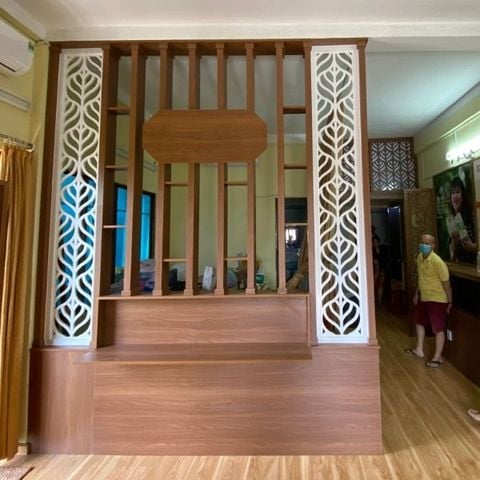  Vách lam gỗ cầu thang phòng khách -LG126 