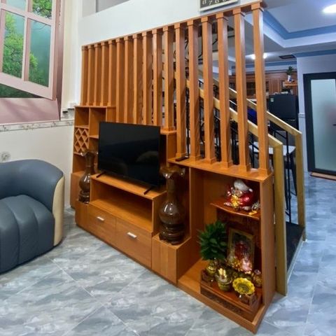  Vách lam gỗ cầu thang phòng khách -LG128 