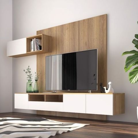  Kệ gỗ tivi phòng khách treo tường hiện đại 