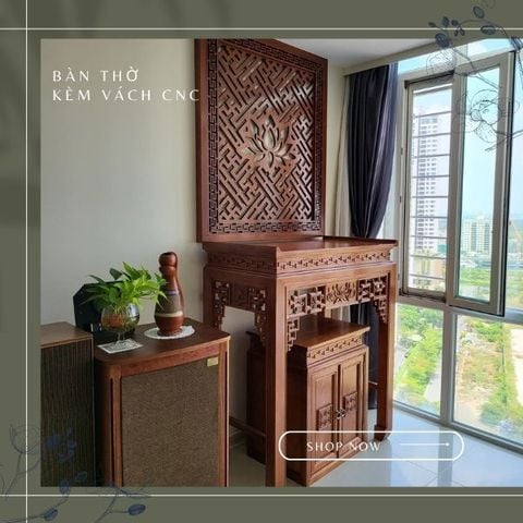 BÀN THỜ KÈM VÁCH CNC 