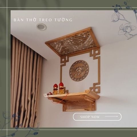  BÀN THỜ TREO TƯỜNG GỖ SỒI 