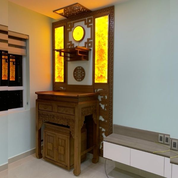 Bàn thờ Phật chung với Gia tiên