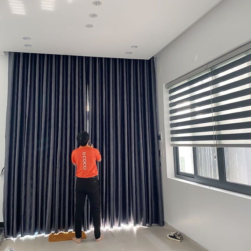 Rèm Vải Đà Nẵng - Vải Gấm Màu Xám