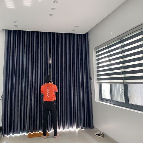 rèm vải màu xám cho phong khách đà nẵng