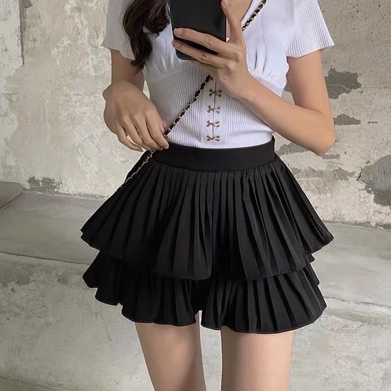Chân váy xếp ly 3 tầng xòe chất voan mềm có quần trong  Shopee Việt Nam