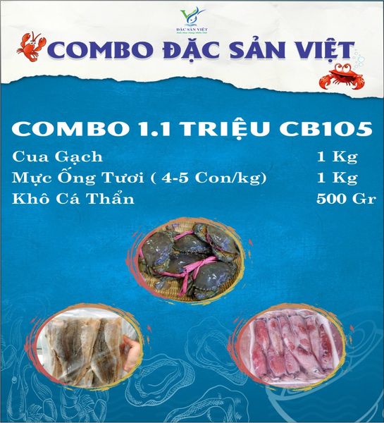  COMBO Hải Sản (Cua Gạch + Mực Ống + Khô Cá Thẩn) 