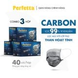  Combo 3 hộp khẩu trang Perfetta Carbon 4 lớp 40 cái/hộp 