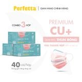  Combo 3 hộp khẩu trang y tế 3 lớp PERFETTA Premium cao cấp hai thanh mũi miệng phủ Nano (40 cái/hộp) 