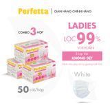  Combo 3 hộp khẩu trang Perfetta Ladies 3 lớp (50 cái/hộp) 