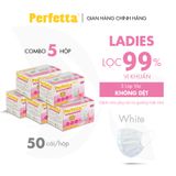  Combo 5 hộp khẩu trang Perfetta Ladies 3 lớp (50 cái/hộp) 