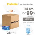  Combo 10 Hộp Khẩu Trang 3 Lớp Perfetta Trẻ Em Trắng/Xanh (35 Cái/Hộp) 