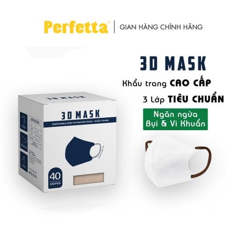 Khẩu Trang 3D MASK Cao Cấp 3 Lớp Mềm Mịn, Quai Đeo Thun Dẹp 6 Li (40 cái/hộp)