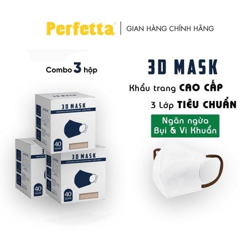 Khẩu Trang 3D MASK Cao Cấp 3 Lớp Mềm Mịn, Quai Đeo Thun Dẹp 6 Li (40 cái/hộp)