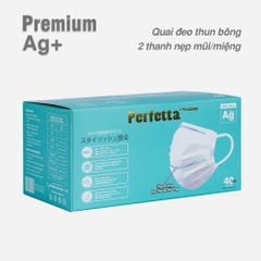 [Premium AG+] Khẩu Trang Cao Cấp Chuẩn Nhật Perfetta Premium AG+, 2 Thanh Nẹp Thông Thoáng (40 cái/hộp)