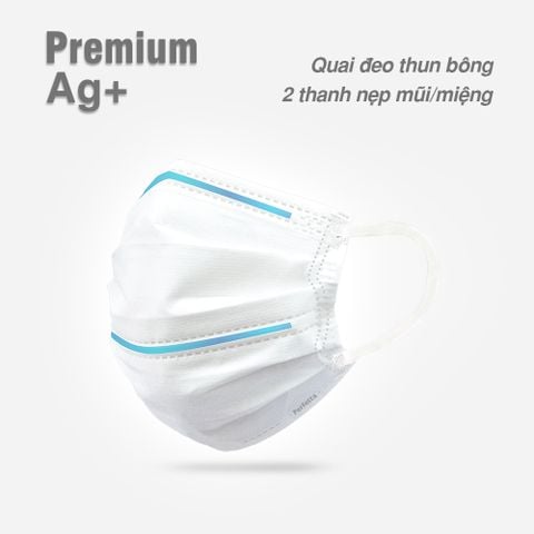 Khẩu Trang Perfetta Premium AG+, 2 Thanh Nẹp Thông Thoáng, Dạng Gói (7 cái/bịch)