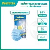  1 Gói khẩu trang y tế 3 lớp Perfetta Moderate Trắng/Xanh (10 cái/gói) 