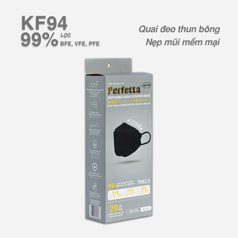 Khẩu trang 3 lớp Perfetta KF94 Chuẩn Form Hàn Quốc (20 Cái/Hộp)