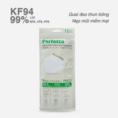 Bịch Khẩu Trang KF94 Perfetta Cao Cấp 3 Lớp, Chuẩn Hàn Quốc (10 cái/bịch)