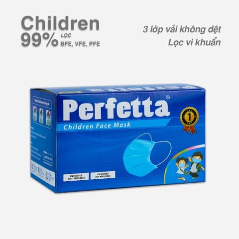 Khẩu Trang Perfetta Trẻ Em, 3 Lớp Mềm Mại, Dễ Thở (35 Cái/Hộp)