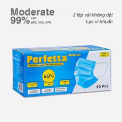 Khẩu Trang Perfetta Moderate, 3 Lớp, Dễ Thở (50 Cái/ Hộp)