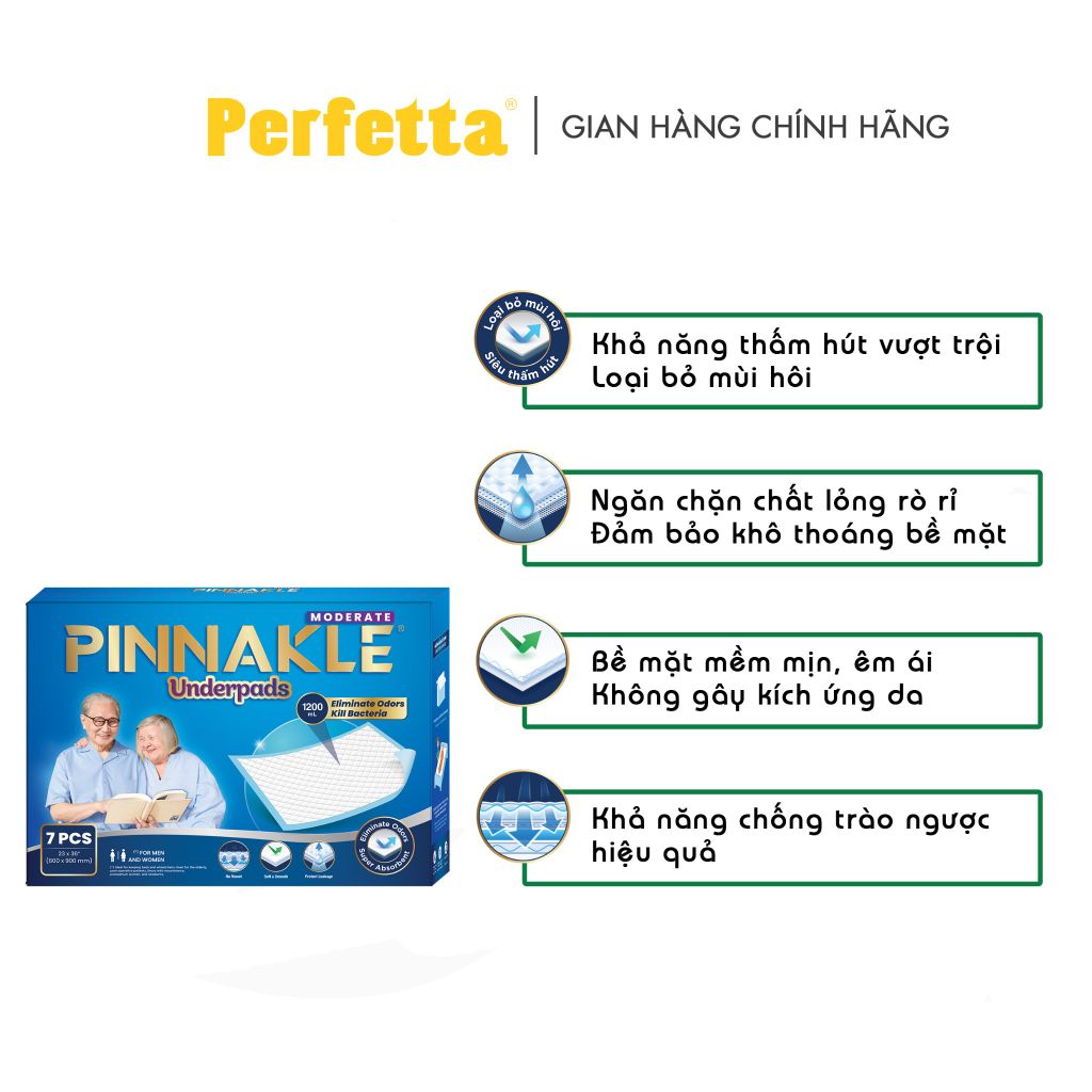 Tấm Đệm Lót Pinnakle, Siêu Thấm Hút, Chống Trào Ngược, Khử Mùi Tối Ưu (7 miếng/hộp)