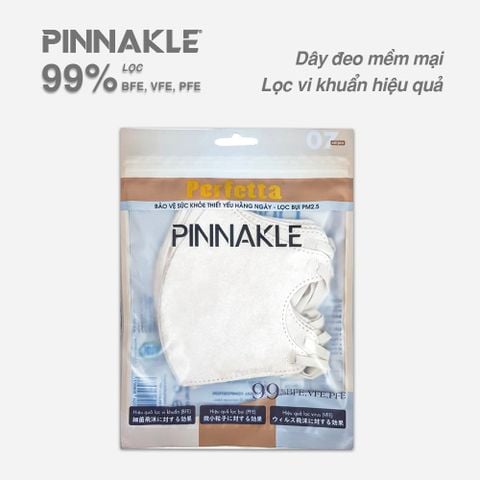 Gói Khẩu Trang Cao Cấp Perfetta Pinnakle, 3 Lớp Kháng Khuẩn, Quai Đeo Thun Bông, Lớp Trong Mềm Mịn (7 cái/gói)