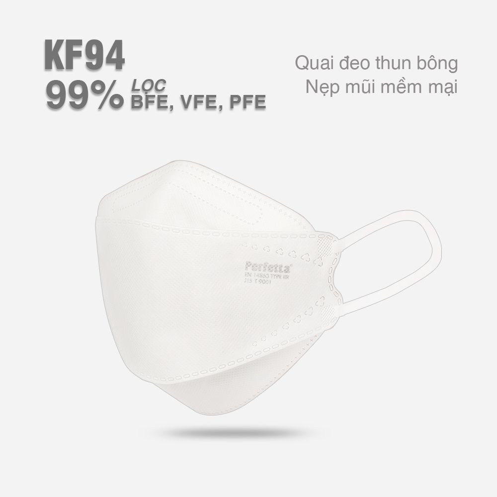 Khẩu Trang Perfetta KF94 Cao Cấp, 3 Lớp, Chuẩn Hàn Quốc, Dạng Gói (10 cái/gói)