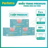  Combo 3 hộp khẩu trang y tế 3 lớp PERFETTA Premium cao cấp hai thanh mũi miệng phủ Nano (40 cái/hộp) 