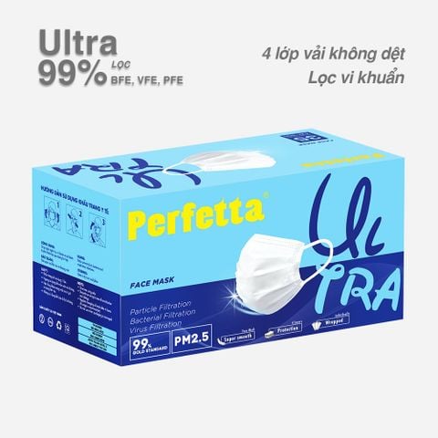 [CAO CẤP] Khẩu trang y tế 4 lớp Perfetta Ultra Trắng/Xanh (35 Cái/Hộp)