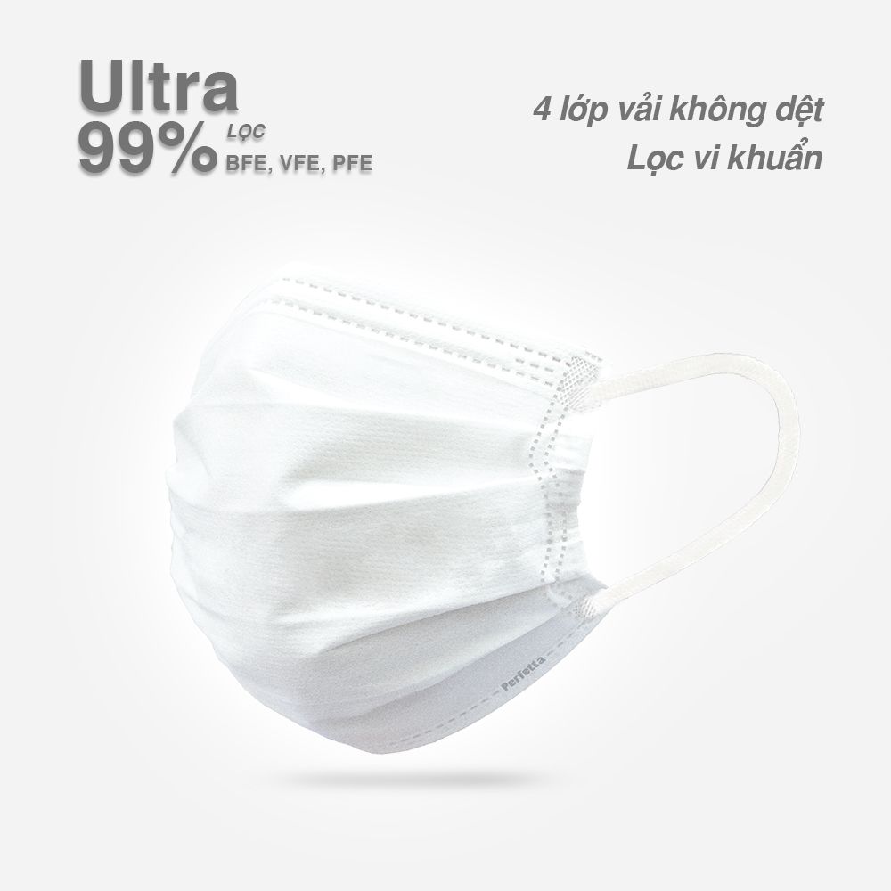 Khẩu Trang Perfetta Ultra, 4 Lớp, Lọc Bụi Mịn Pm2.5 (35 Cái/Hộp)