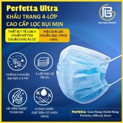 [HÀNG XUẤT KHẨU] Khẩu trang y tế 4 lớp Perfetta Ultra Trắng/Xanh (50 Cái/Hộp)