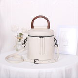  Túi xách tay da thật dáng xô Bucket Bag DT22701- Màu White Sale! 