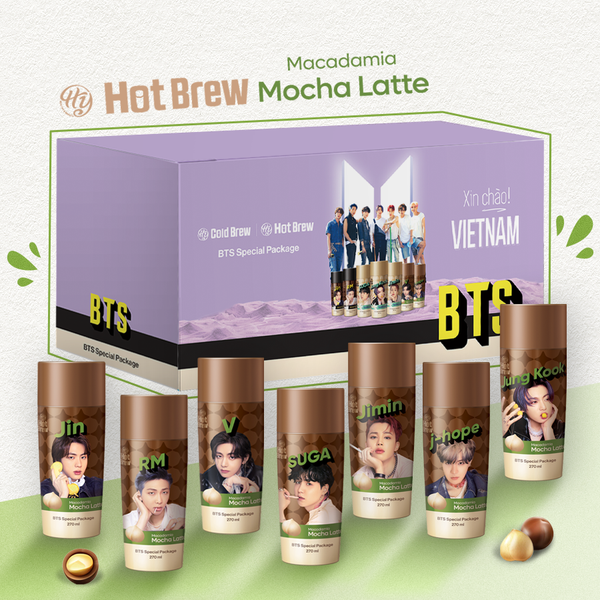  Cafe HY Hot Brew Macadamia Mocha Latte phiên bản BTS - Combo 7 chai 
