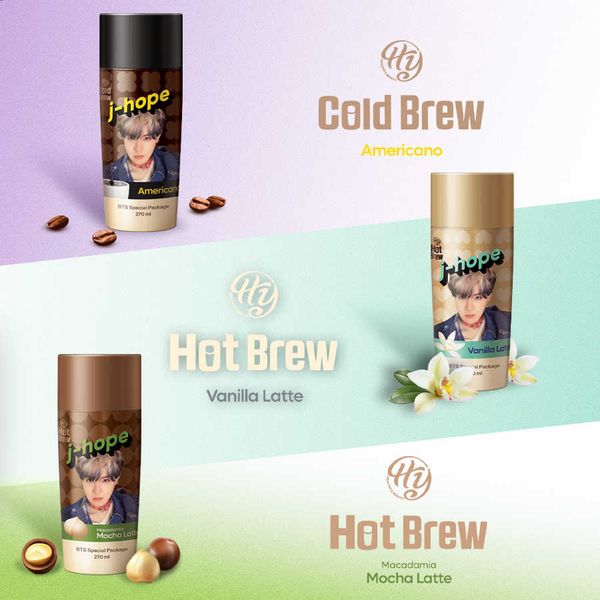  [Combo 3 chai - 2 Vị] 2 Cà phê Vanilla Latte & 1 Cà phê Americano phiên bản thành viên nhóm nhạc BTS, Cafe nhập từ Hàn Quốc 