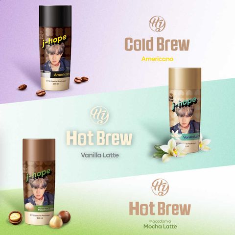 [Combo 3 chai - 2 Vị] 2 Cà phê Vanilla Latte & 1 Cà phê Americano phiên bản thành viên nhóm nhạc BTS, Cafe nhập từ Hàn Quốc 