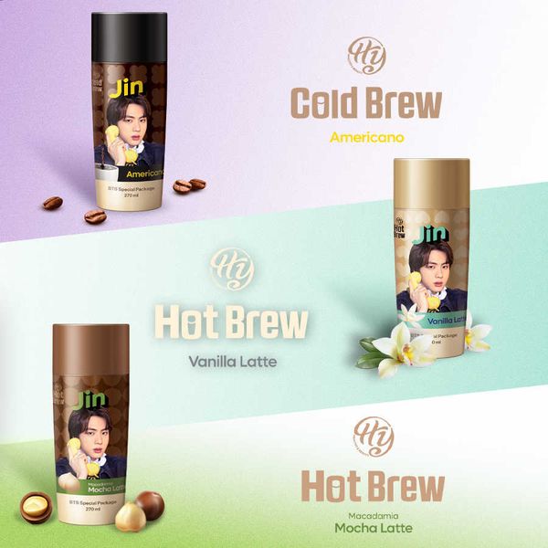  [Combo 3 chai - 2 Vị] 2 Cà phê Americano & 1 Cà phê Vanilla Latte phiên bản thành viên nhóm nhạc BTS, Cafe nhập từ Hàn Quốc 