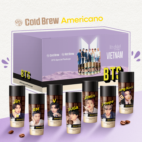  Cafe HY Cold Brew Americano Coffee phiên bản BTS - Combo 7 chai 