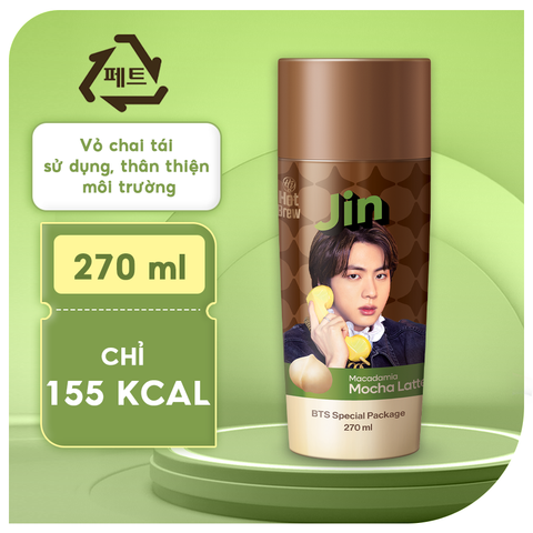  Cà phê Hot Brew vị Macadamia Mocha Latte Coffee phiên bản BTS - Cafe uống ngay có vị mocha, chocolate chai 270ml 