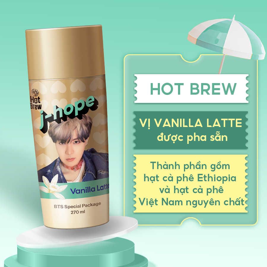  Cafe HY Hot Brew Vanilla Latte Coffee phiên bản BTS - Combo 7 chai 