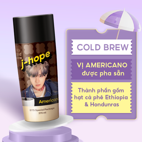  Cà phê Cold Brew vị Americano Coffee phiên bản BTS - Cafe lon uống lạnh, sử dụng ngay - Chai 270ml 