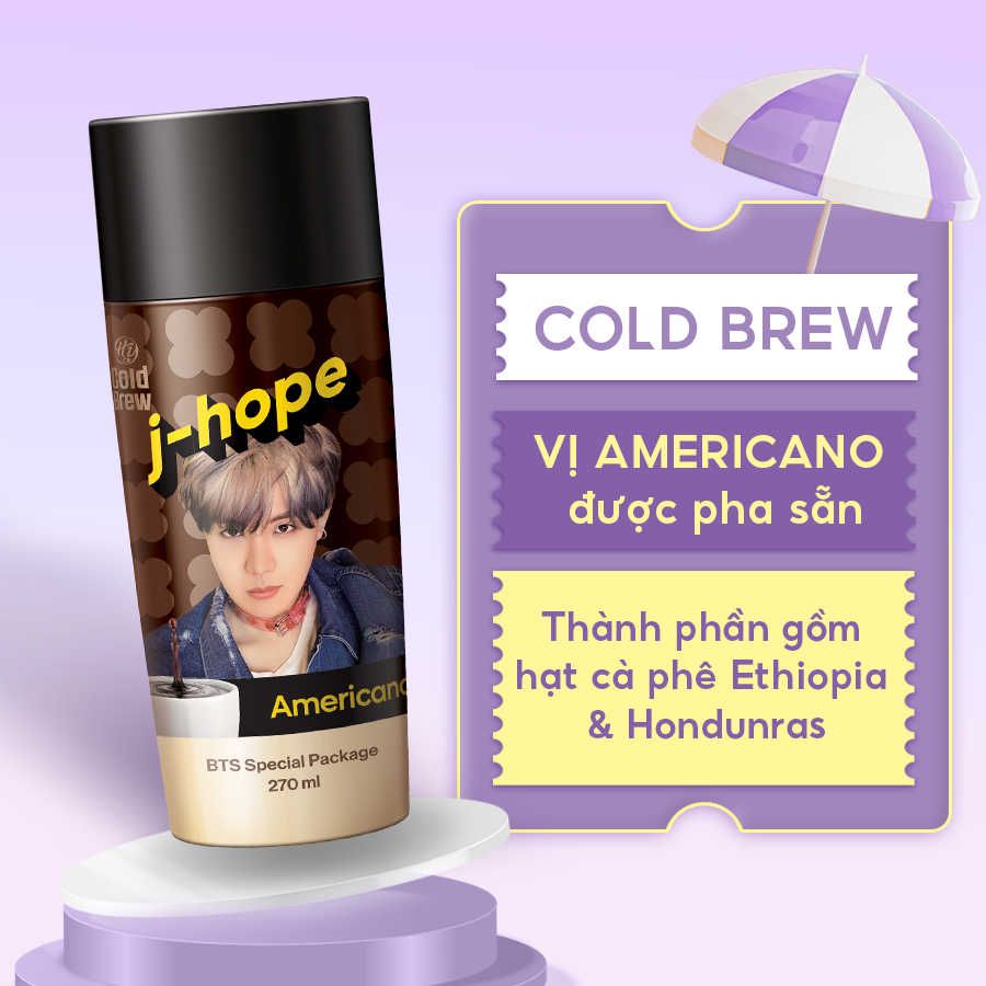  [Combo 3 chai - 2 Vị] 2 Cà phê Vanilla Latte & 1 Cà phê Americano phiên bản thành viên nhóm nhạc BTS, Cafe nhập từ Hàn Quốc 