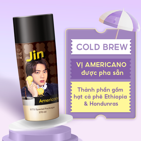  Cà phê Cold Brew vị Americano Coffee phiên bản BTS - Cafe lon uống lạnh, sử dụng ngay - Chai 270ml 