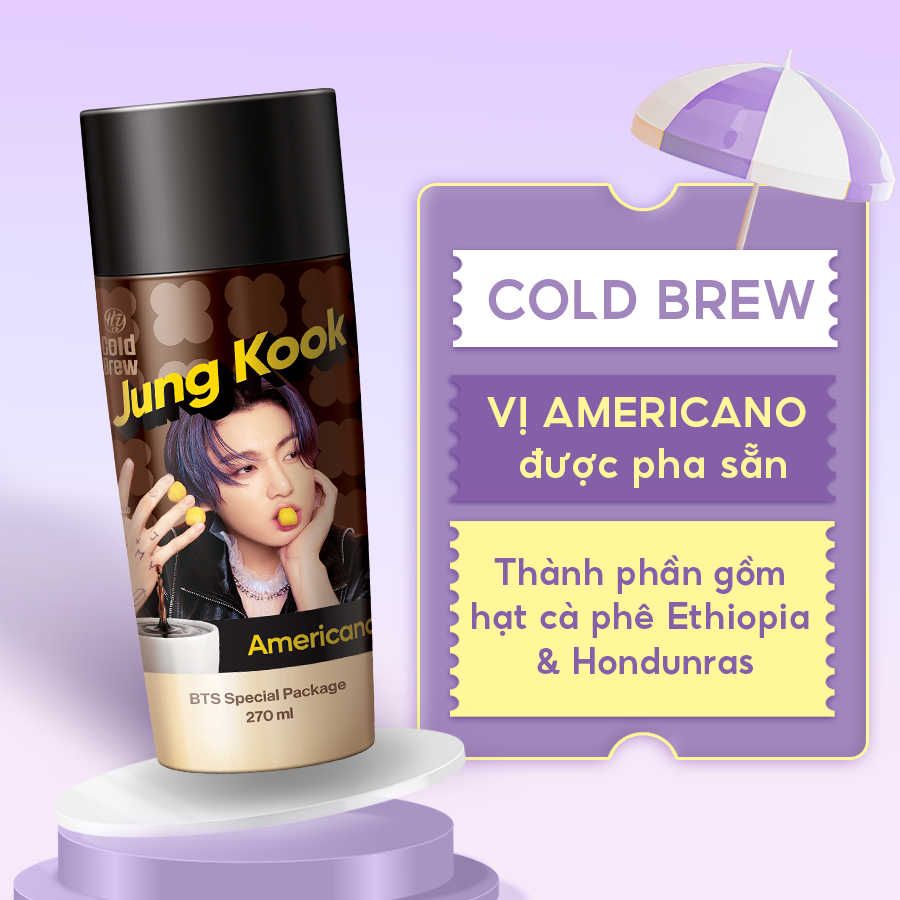  Cafe HY Cold Brew Americano Coffee phiên bản BTS - Combo 7 chai 
