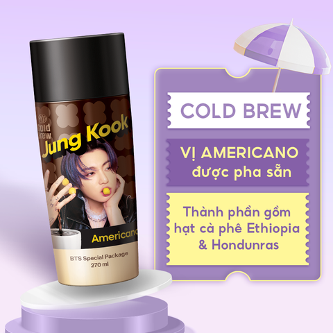  Cà phê Cold Brew vị Americano Coffee phiên bản BTS - Cafe lon uống lạnh, sử dụng ngay - Chai 270ml 