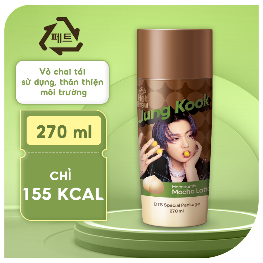  Cà phê Hot Brew vị Macadamia Mocha Latte Coffee phiên bản BTS - Cafe uống ngay có vị mocha, chocolate chai 270ml 